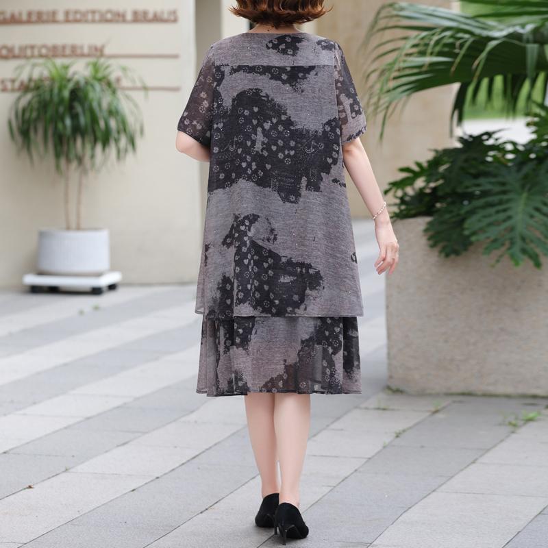 Women's Plus Size Printed Chiffon Dress, Double Layer Lined Loose Summer Maxi Dress (3XL-7XL)