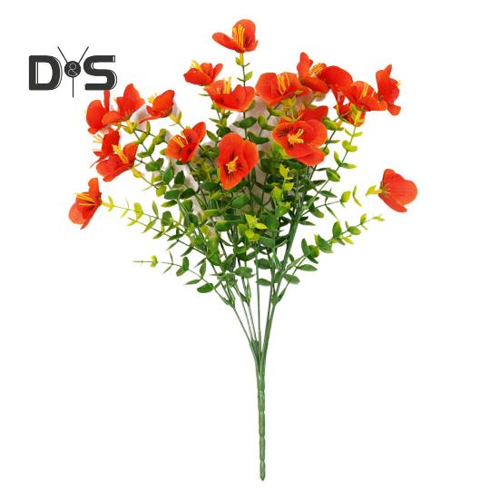 

1/2 шт. Имитированные цветы Реалистичный вид Шелковые цветы Пластиковые уличные искусственные эвкалиптовые растения Домашний декор 1pc оранжевый