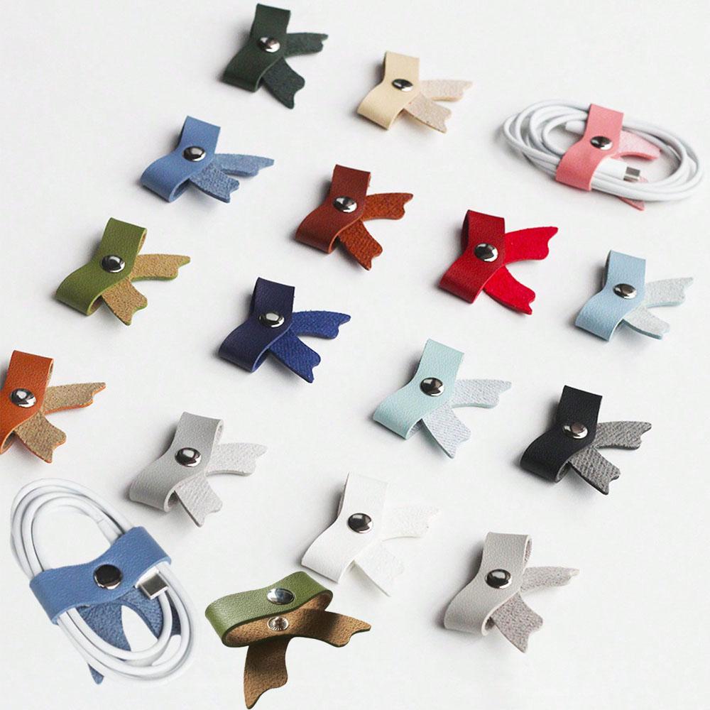 3/6/8PCS Cord Organizer, Leather Cable Management, Cable Straps, Earphone Winder, Storage Straps for Electronics