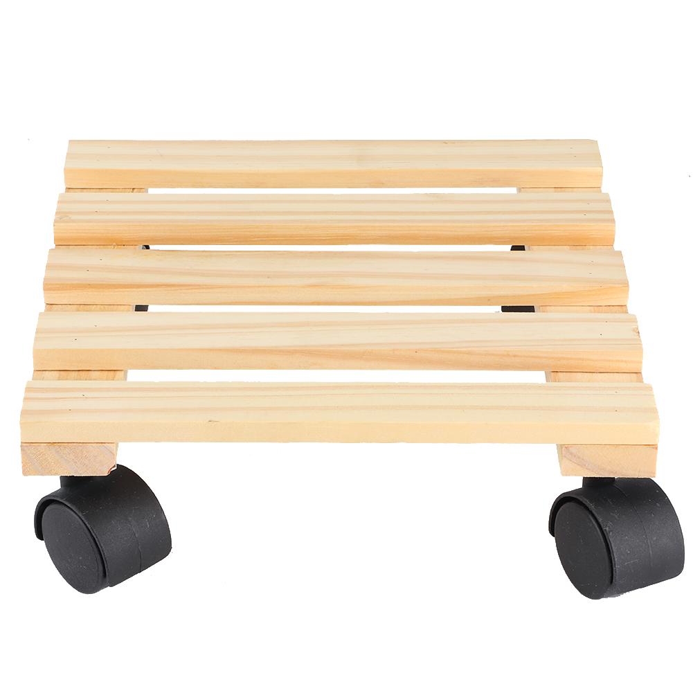 Holz Blumen Pflanzen Topf Untersetzer Rollbrett Bewegliche Ablage Ständer Halter mit Rädern für Gartenzubehör
