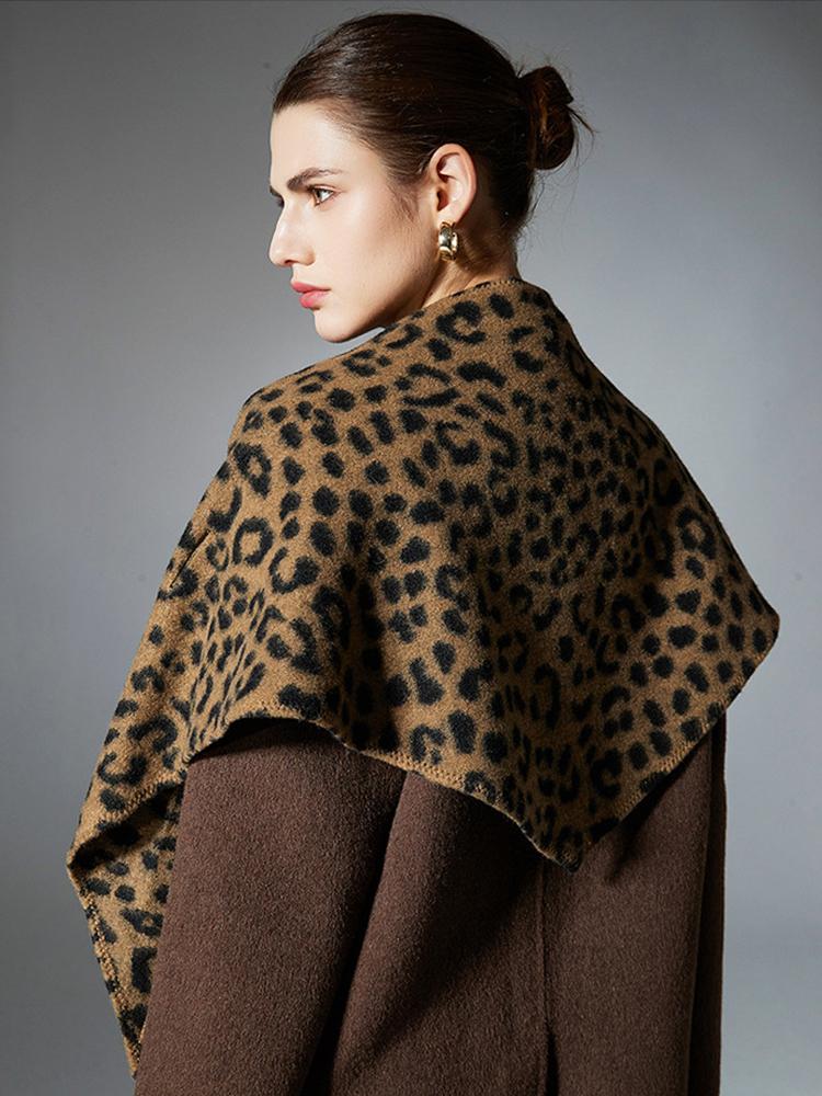 Winter Scarf Women Lady Layers Poncho Elegant Vintage Leopard Print Wrap Shawl Casual Scarve Capa Para Mujer Pashmina Cloak New
