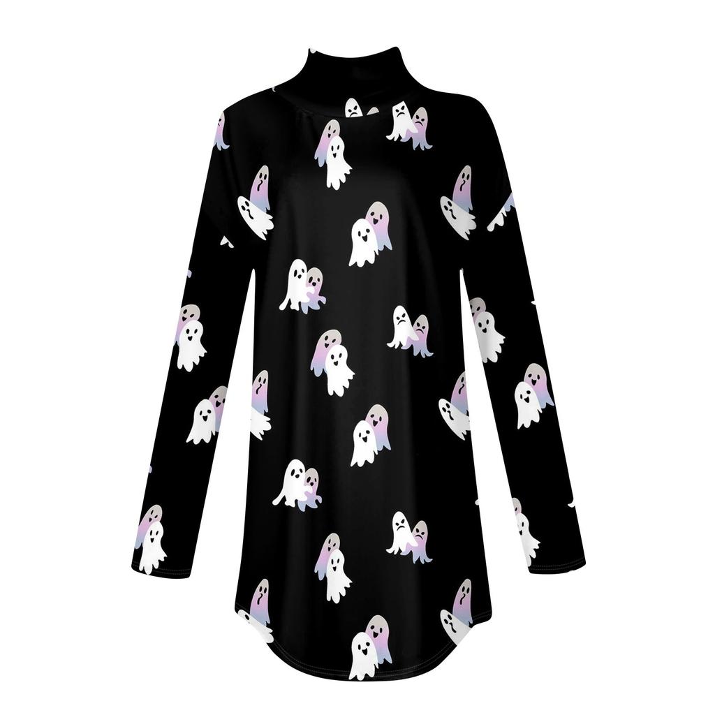 Tee Shirts For Women Fall Casual Long Sleeve Shirts Sweatshirt Vintage Printed High Neck Top Pullover