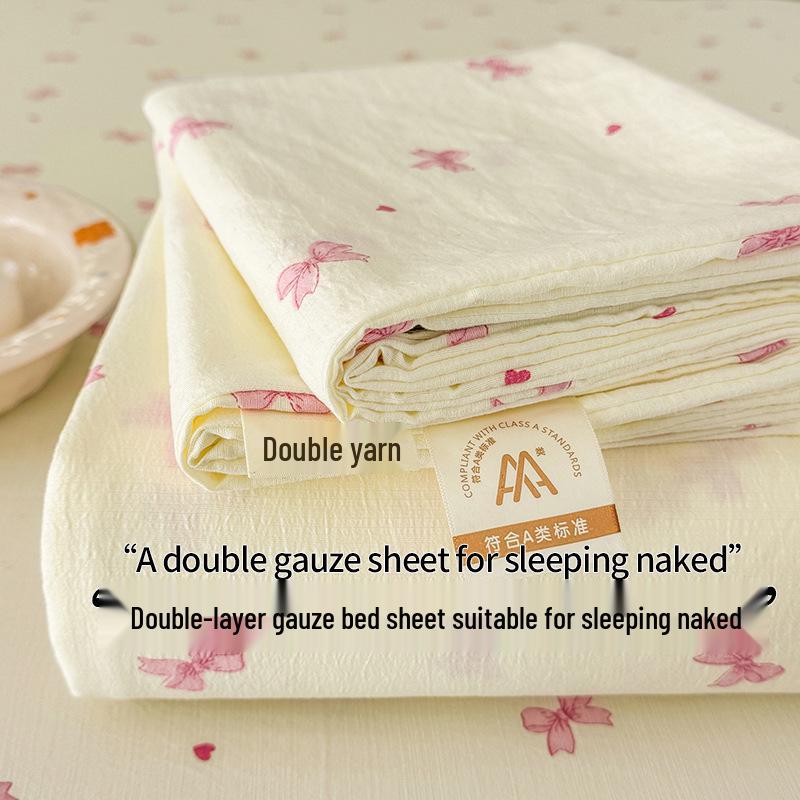 Class A Double Layer Gauze Bedding: Single Cotton Bed Sheet & Duvet Cover Set for Dorm Rooms