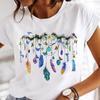 Women Printing Clothes Custom T-Shirt Watercolor Cute Tops Tshirt Short Sleeve Cartoon Heart Print Female Graphic O-Neck Tees