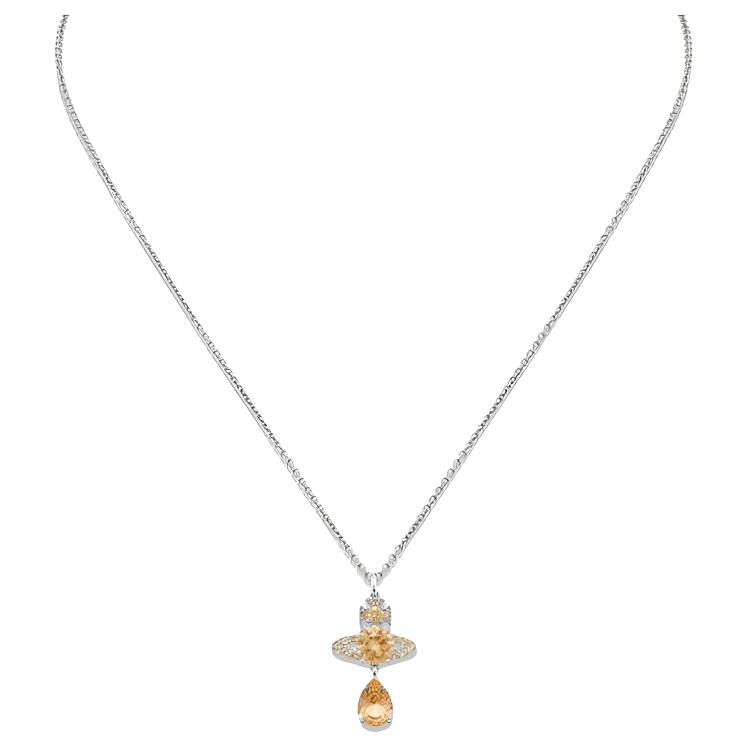 Vivienne Westwood Planet Shape Design Brass Necklace Unisex necklace Champagne 630203D5-02P720
