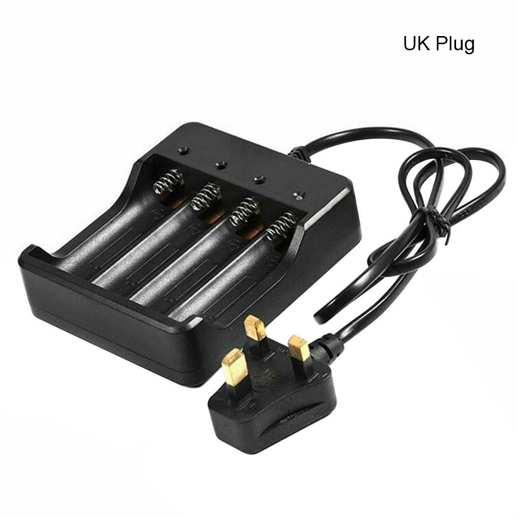 4 Slots Charger Li\-ion Battery 4\.2V EU/US/UK Plug Wired Indicator light Fashlight 4\*18650 batteries Charger Charging Cable