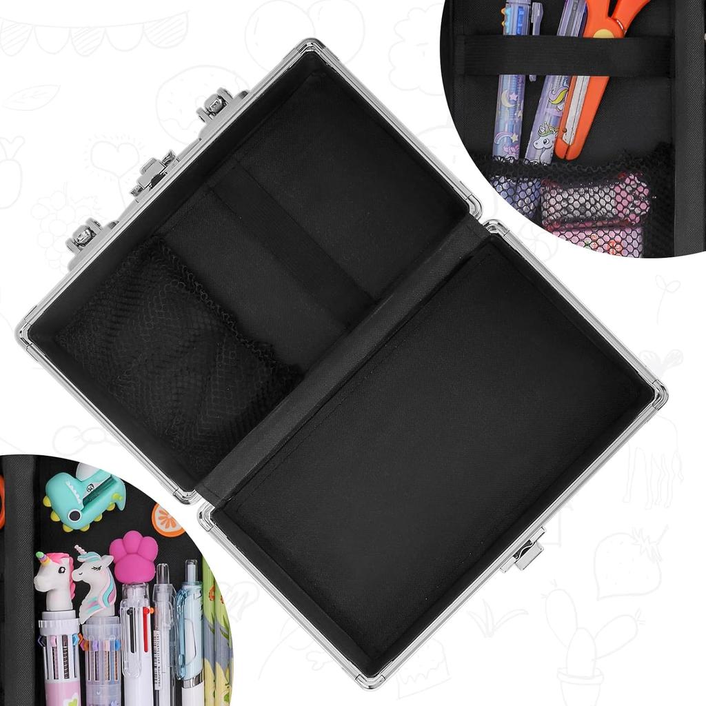 JYPS Unicorn Pencil Box for Girls Boys Kids, Lock Box for School with Portable Handle and Uncorn Keychain, Pink Pencil Box, Cute Unicorn School