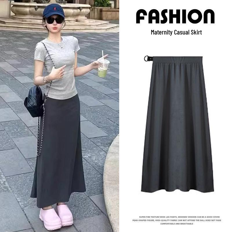 Summer 2026 Slimming Mermaid Maternity Skirt - Age-Reducing, Long, Drawstring, Hip-Hugging Style for Outerwear 2XL