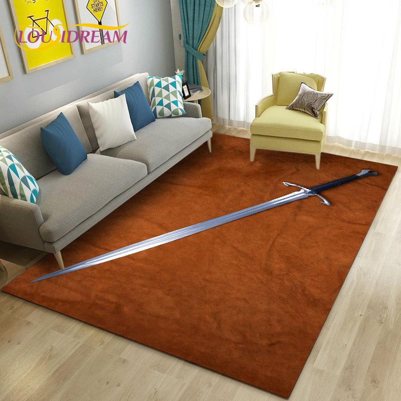 3D Sword Dagger Machete Saber Knife Area Rug,Carpet Rug for Living Room Bedroom Sofa Doormat Decor,Kid Play Non-slip Floor Mat