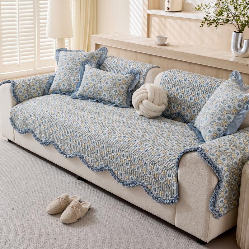 

Cotton Fabric Sofa Cushion, Seat Cushion, Universal Printing In All Seasons, Small Fresh Curved Cushion, Sofa Towel, Cover Cloth, Non-Slip. 70*70cm