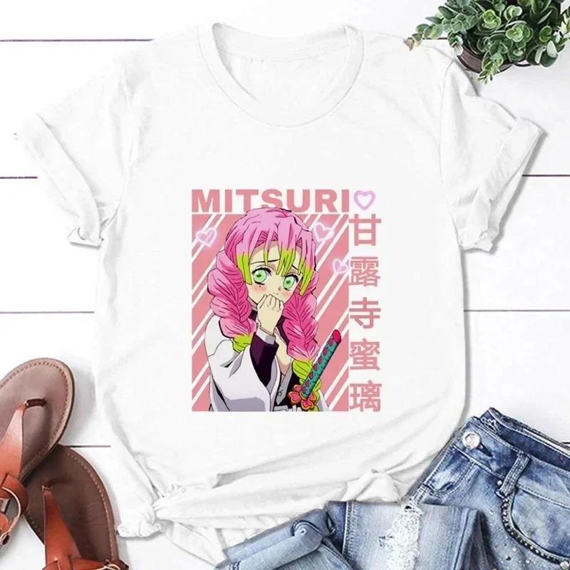 ZX Tee Printed Loose Tops Summer Black T-shirt Anime Cartoon T-shirt Female Demon Slayer Kanroji Mitsubishi Printed Clothes Fashion Y2K