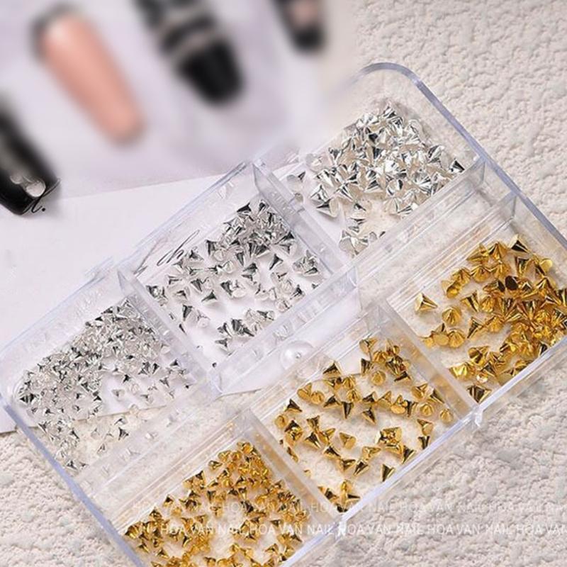 Pack Of 6 Unique Style Metal Nail Art Studs Assorted Shapes Bold Gothic Decorations For DIY Manicure Designs