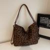 Leopard Print Tote Bag Women's Large Capacity Retro Shoulder Bag Multi-Functional Backpack