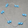 Sleeping Beauty Turquoise Necklace 36" Chain Oval Gemstone Jewelry Gifts CH 1237