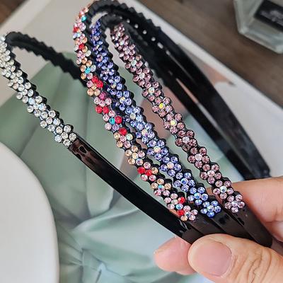 2 Stück Europäisches und Amerikanisches Kristall Retro Stirnband Damen Mädchen Haarbänder Elegantes Haarband für Hochzeitsfeier Haarschmuck