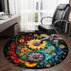 1pc Floral Yin Yang Mandala Round carpet, Made of Polyester,Perfect for Decorating Office Chairs, Living Rooms