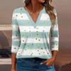 Women's T Shirt Tee Print Button 3/4 Sleeve Daily Weekend Fashion Basic V Neck Regular Top