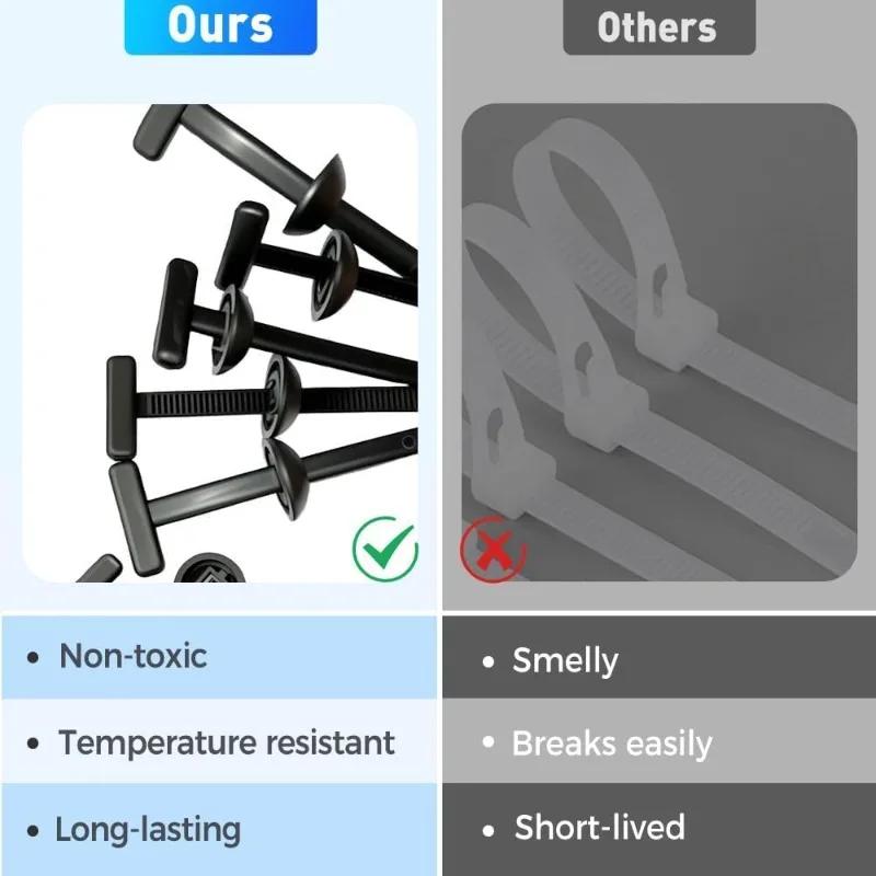 Nylon Universal Cable Tie Buckle-Heavy Duty Zip Ties Holder with Pin & Button Design Plastic Cable Ties Tool Fasteners Car Body