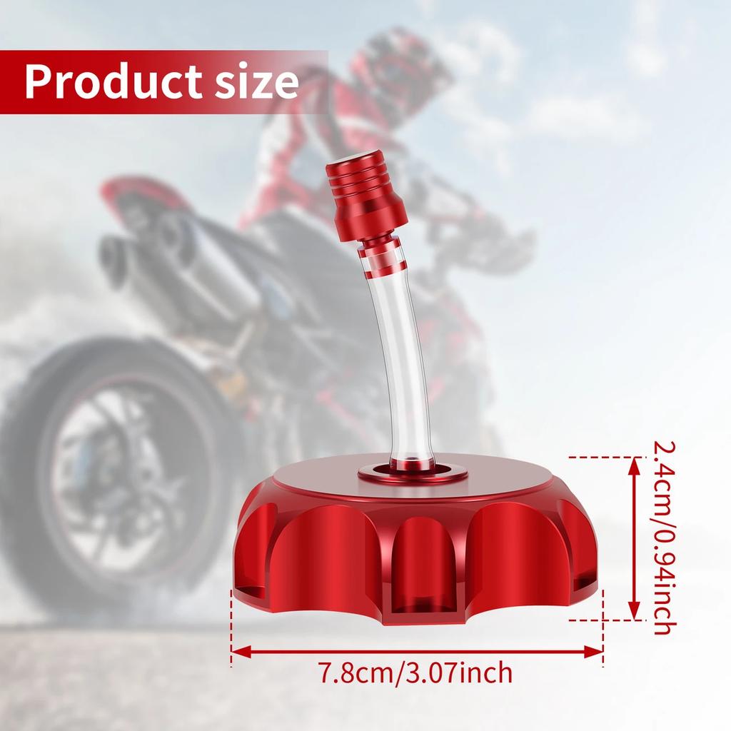 Heavy Duty Aluminum Alloy Gas Fuel Tank Cap with Vent Hose for Pit Bike Motocross - Heavy Duty Durable Cap CNC Cap