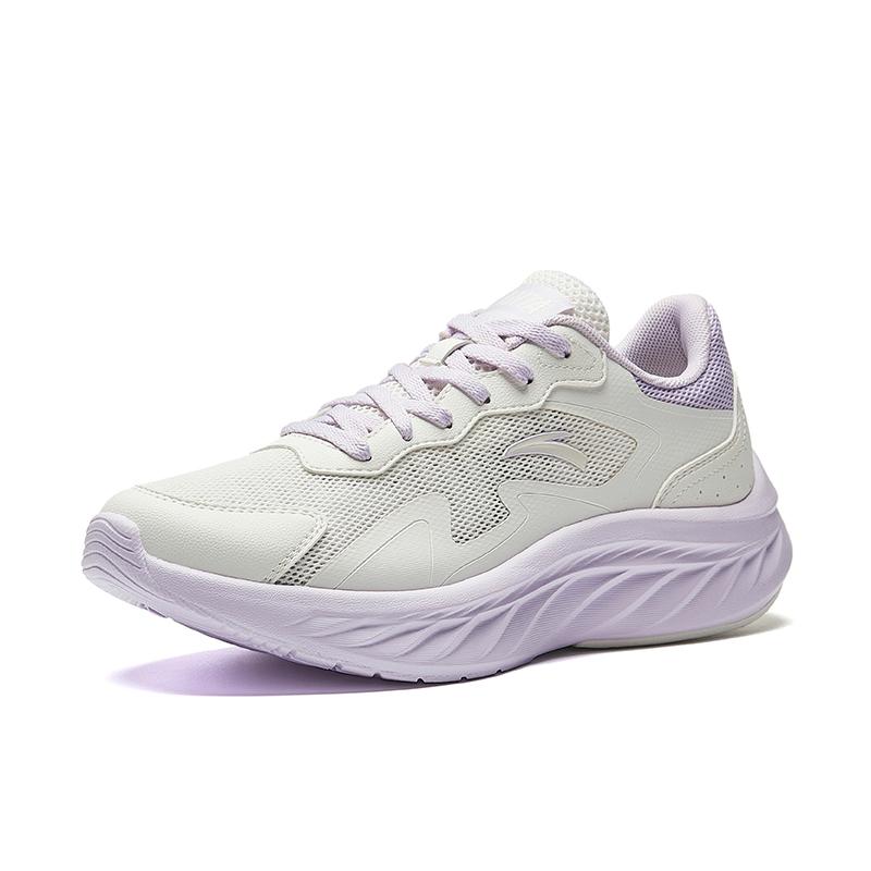 Anta Lingyu Lightweight Breathable Low-Top Casual Running Shoes Women Sneaker White Purple 922525522-1