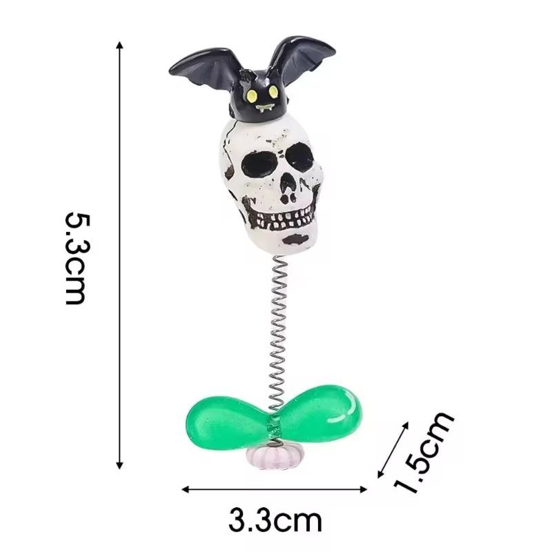 Halloween Car Shaking Skull Ornament Automotive Dashboard Center Console Bat Skull Decoration Accessories Funny Gift Ornaments