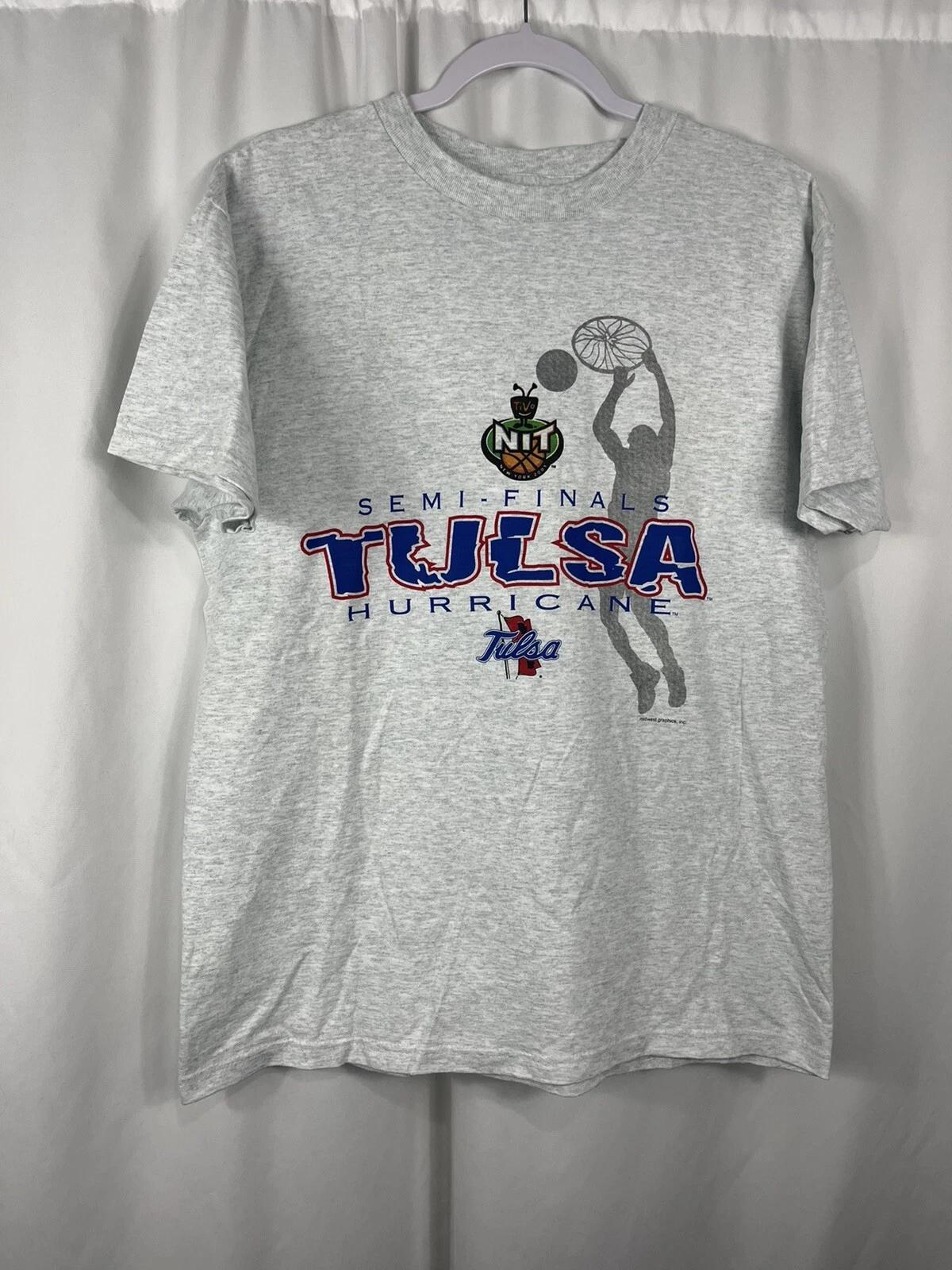 Vintage University of Tulsa Shirt NIT Hurricane Basketball Gray Midwest Graphics S
