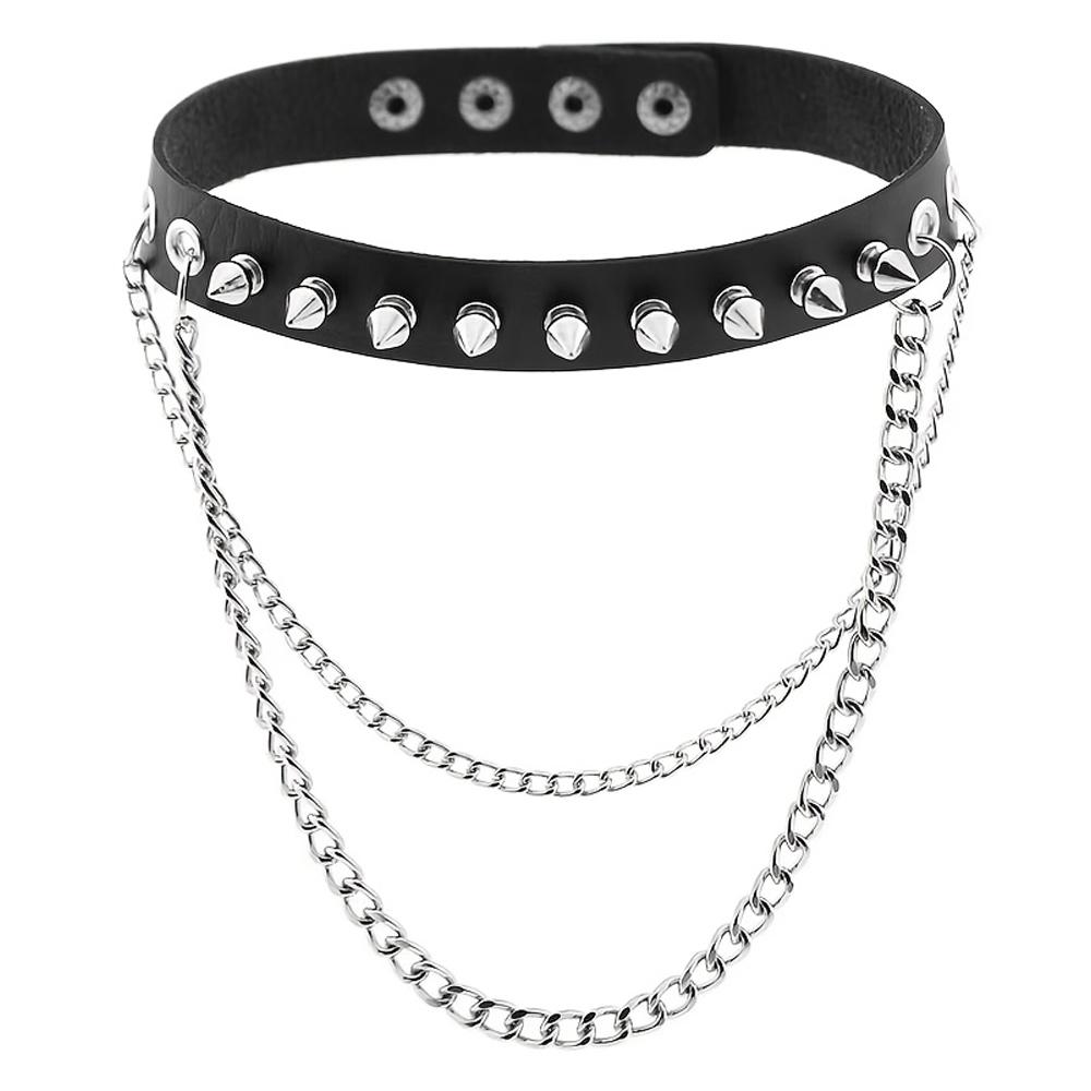 Pu Leather Nail Buckle Inlaid Bracelet Cuff Set Gothic Rivet Collar Wristband Puck Accessories For Men And Women Rock