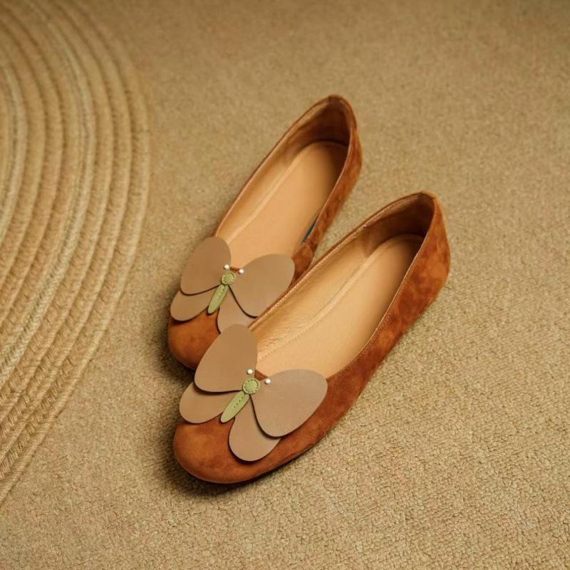 

2025 весна и осень новые балетки женские с круглым носком и бантом туфли Мэри Джейн на одной педали внутренняя высота подъема с мелким вырезом одинарные туфли 40