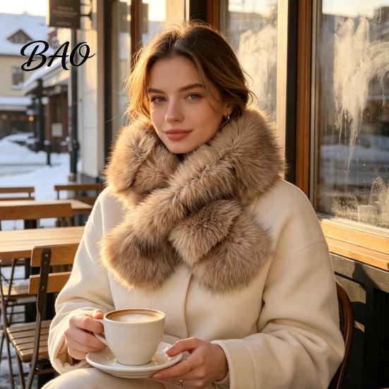 Warm Neck Gaiter for Autumn Faux Mink Wrap Scarf Women, Double-Sided Plush Warmer, Formal Evening Thick Winter Fur Collar, Luxury Soft Stylish Outfit