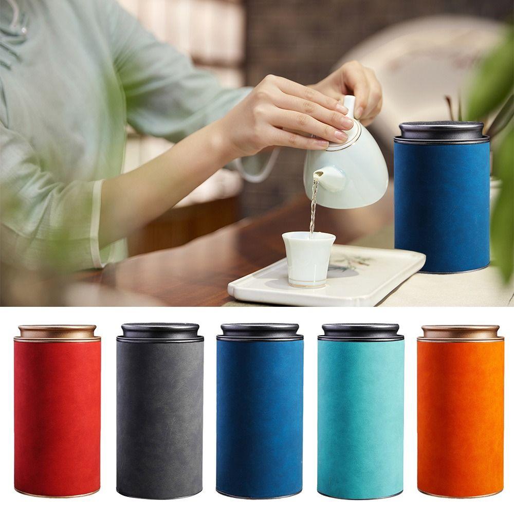 Te-krukke i blikk Rund Forseglet Te-boks Bærbar Te-boks for Hjem og Reise