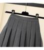 2024 Women's High Waist Pleated Midi Skirt - Spring/Autumn Slimming A-Line, Anti-Exposure, Black/Grey