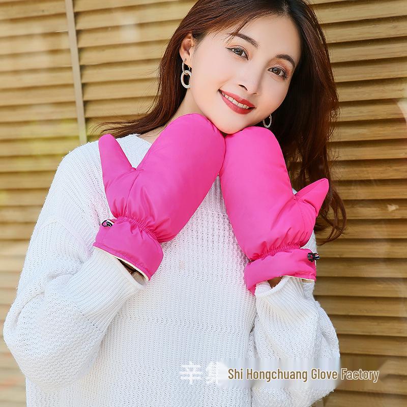 Wiatroszczelne Zimowe Rękawice Rowerowe Męskie i Damskie - Grube, Ciepłe Rękawice Łapawice Bawełniane