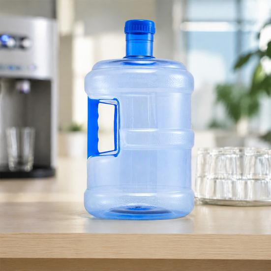 Refillable Storage Bucket Reusable Water Jug with Easy Grip Handle, Clear PET Camping Dispenser Bottle, Portable Container for Home Office And