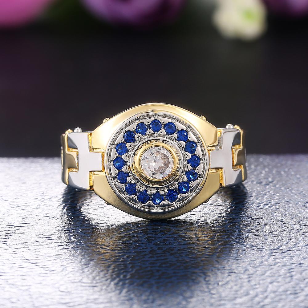 Moteklokkeformede gifteringer for kvinner Tofarget design Brilliant Cubic Zirconia Unike kvinnelige ringer Forlovelsessmykker
