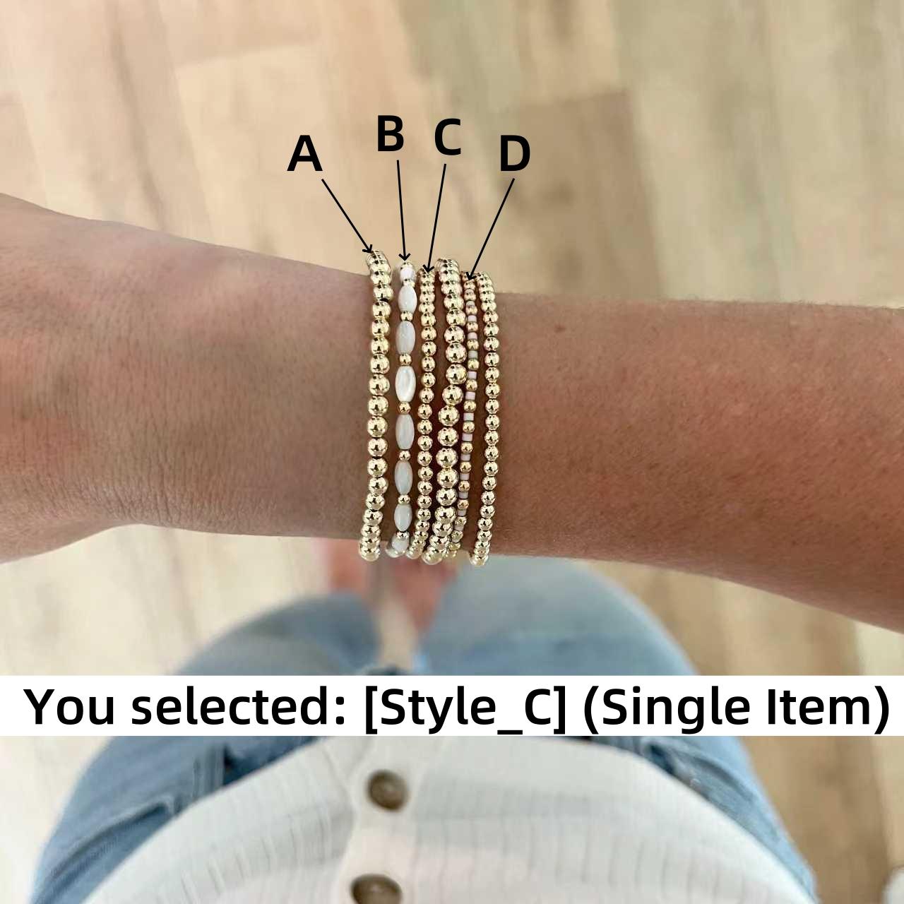 

Vlen Gold Plated Beaded Elastic Bracelet for Women Japanese Miyuki Oval Shell Beads Jewelry Minimalist Everyday Wear only ONE piece