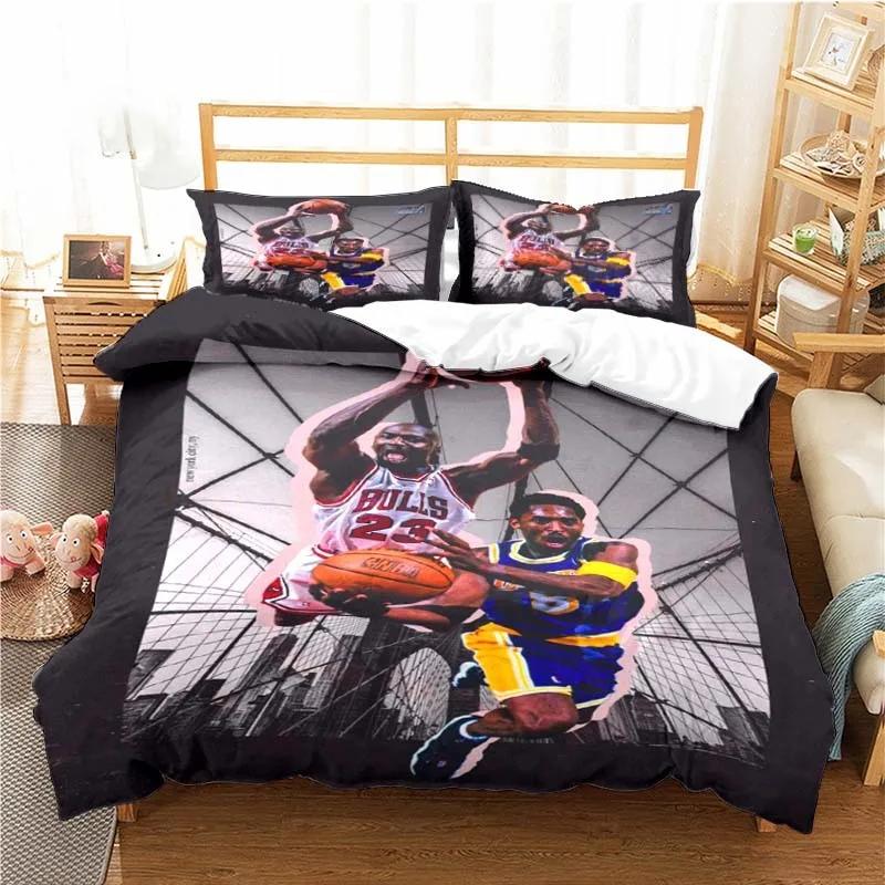 Star del Basket Americano No. Set Letto 23 Pezzi Ragazzi Ragazze Misura Singola Queen Copripiumino Federa Letto Bambini Adulti Tessile per la Casa