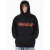 Wassup Trendy Brand Letter Sweatshirt for Men, Hooded, Loose, Casual, High Street Top, Jacket, Autumn and Winter, Fleece-Lined, Couple Style