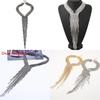 Fashionable Rhinestone Decorative Long Tassel Design Women Metal Necklace For Casual Wear
