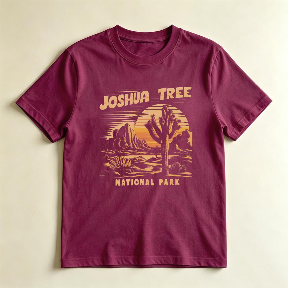 Vintage Joshua Tree National Park Desert Sunset Graphic TShirt California Outdoor Road Trip Casual Top Unisex Unisex Retro Tshirt S