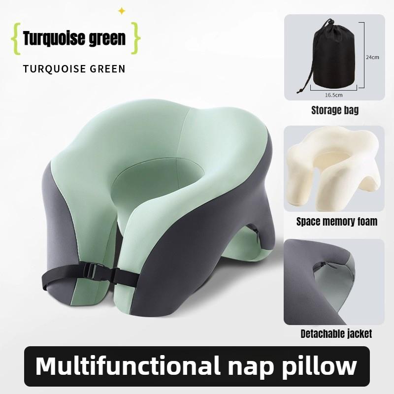 Pernă de călătorie portabilă în formă de U, spumă cu memorie, pernă de dormit, pernă de birou, pernă de pui de somn, pernă de gât pentru mașină, avion, suport ergonomic pentru cap