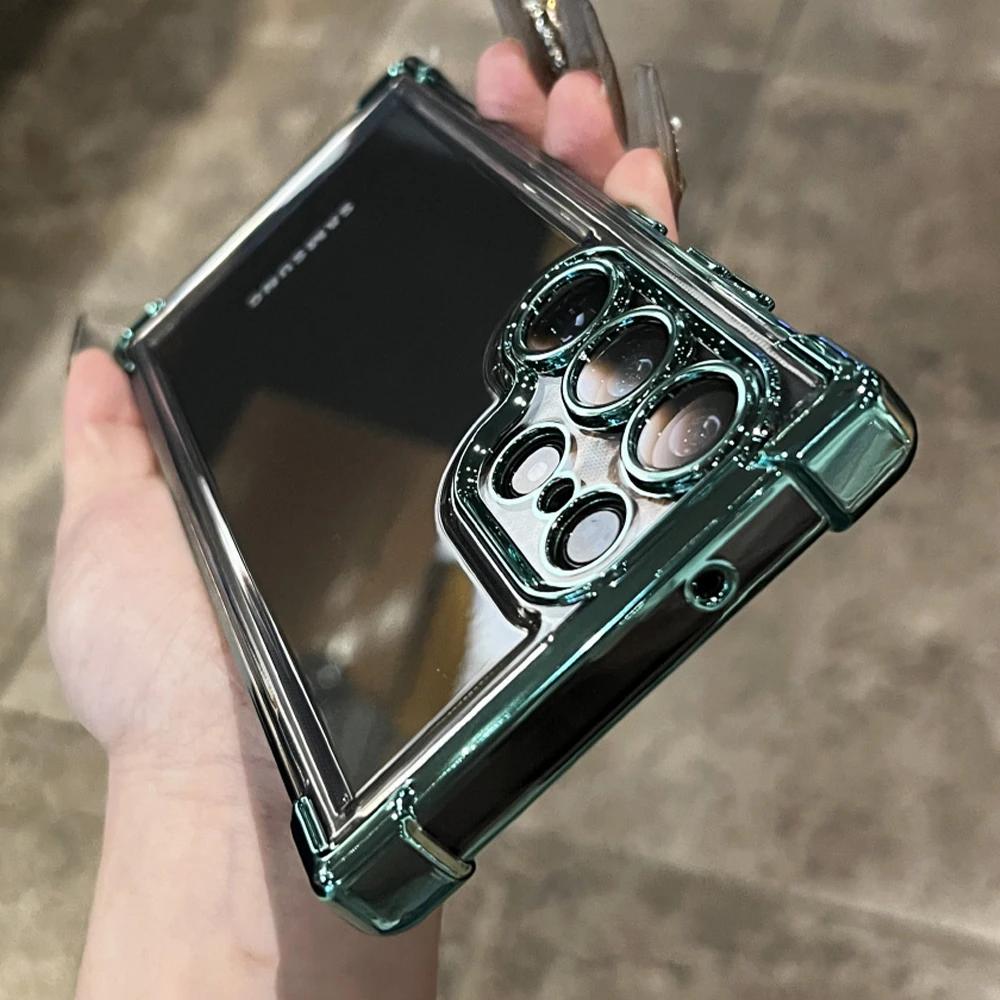 Kovový nárazník Průhledný kryt pro Samsung S25 Ultra S24FE S23 FE S22 Plus A54 A53 A55 A34 A35 A25 5G Nárazuvzdorný akrylový kryt