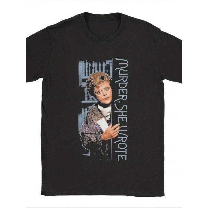 Men s Murder She Wrote Retro TV Series T-Shirt - Angela Lansbury Graphic Black T-Shirt, Soft Breathable Cotton Loose Crew Neck Short Sleeves, Retro S чёрный
