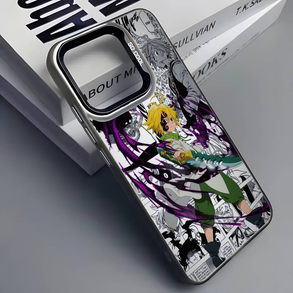 

Anime the Seven Deadly Sins Phone Case For iPhone 16 15 14 13 12 11 Pro Max Grey Phone Covers Matte Laser Metallic Aurora Funda iphone15
