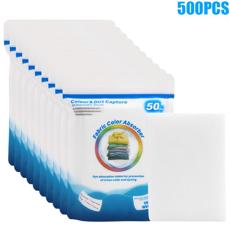 500/50PCS Dyeing Laundry Sheets Home Washing Machine Color Absorption Sheet Clothing Not Dyeing Color Catchers Laundry Tablets