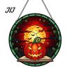 Decorative Hanging Ornaments for Windows Halloween Pumpkin Suncatcher, Stained Glass Style Round Window Ornament, Acrylic Decorations Full Moon
