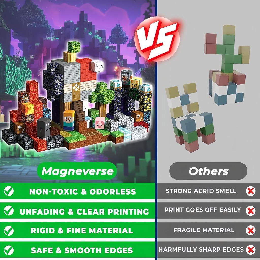 Magnetic Square Building Block 3D Puzzle Assembly Toy Boy Magma Forest Gift Children