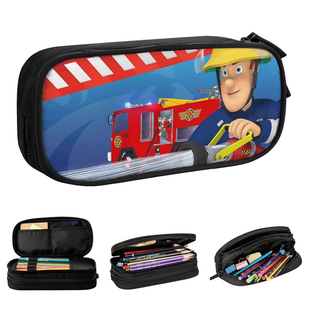 Fireman Sam Pencil Cases Firefighters Pen Box Bags Student Large Storage Students School Cosmetic Pencil Pouch