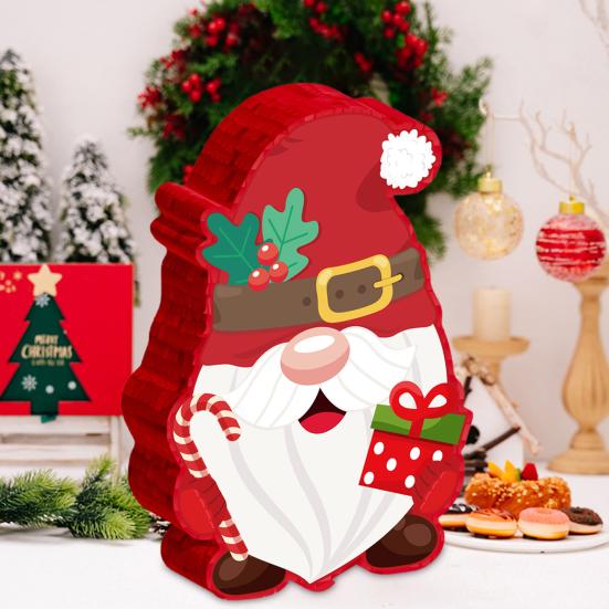 Gnome Pinata Red Christmas Gnome Pinata with Stick Blindfold And Confetti Winter Theme Birthday Party Decorations for Xmas Birthday Baby Shower
