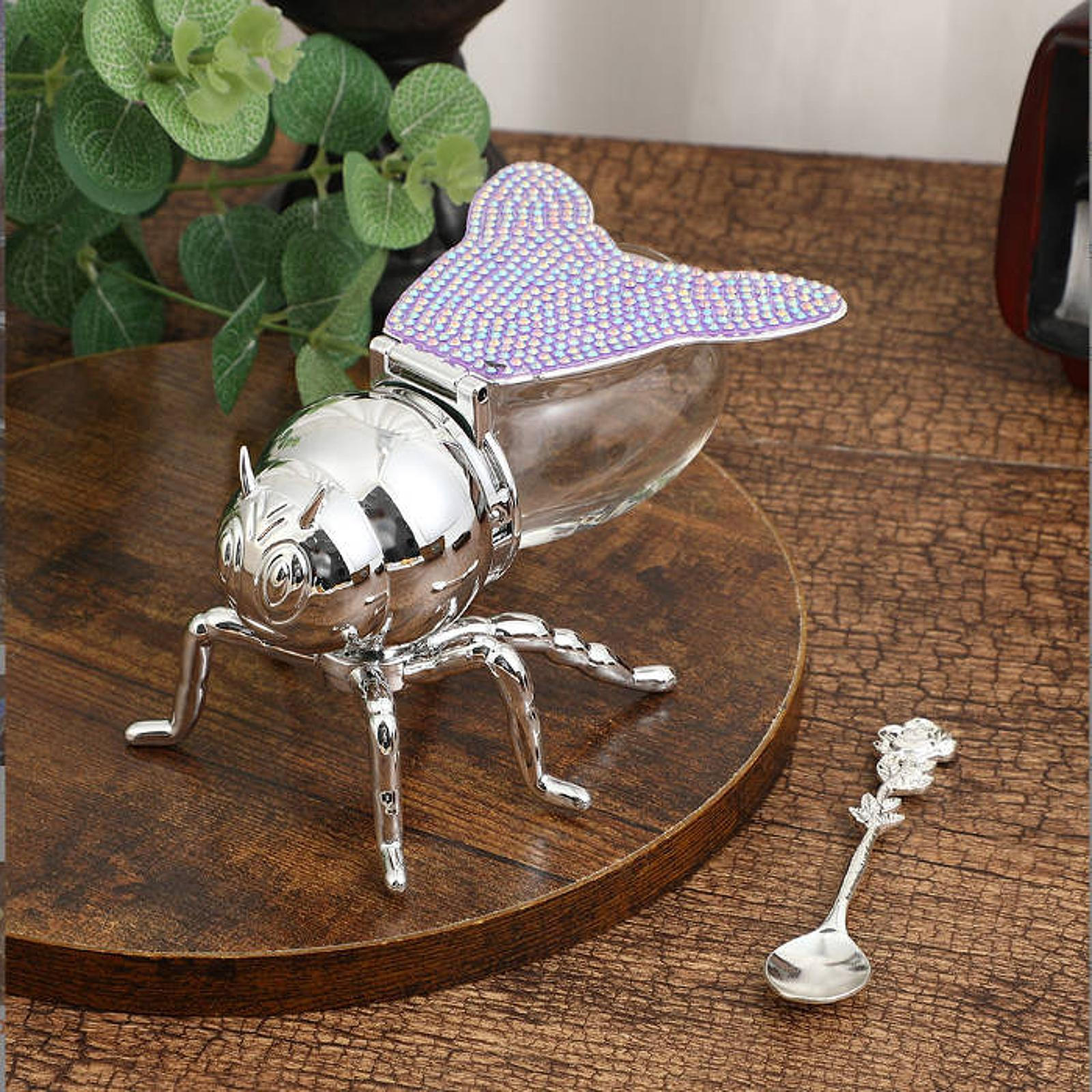 

Банка для пчелиного меда, горшок для приправ с ложкой, сахарница, хранилище для квартиры, фермерского дома фиолетовый