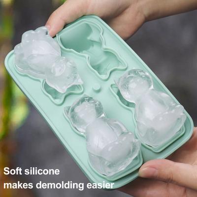 Moule à glaçons en silicone avec couvercle style entonnoir Formes de chat Bac à glaçons pour congélateur Grand fabricant de glace pour Bourbon Whisky Cocktails